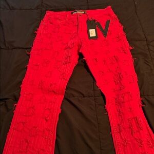 Valabasas Distressed Red Pants